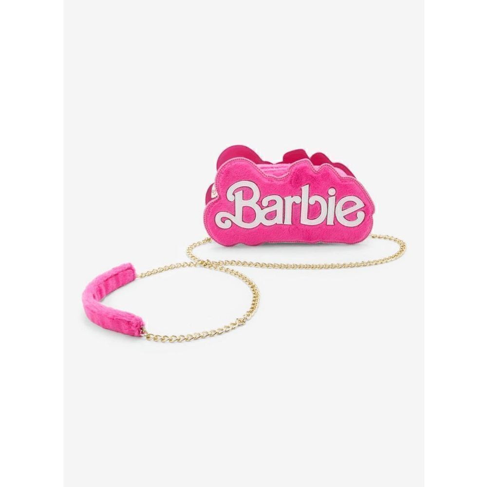 OFFICAL Mattel Barbie Hot PInk Logo Fuzzy Mini Crossbody Bag